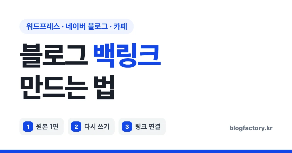 블로그 백링크 만드는 법 — 워드프레스 원본, 네이버 블로그, 카페 연결 구조