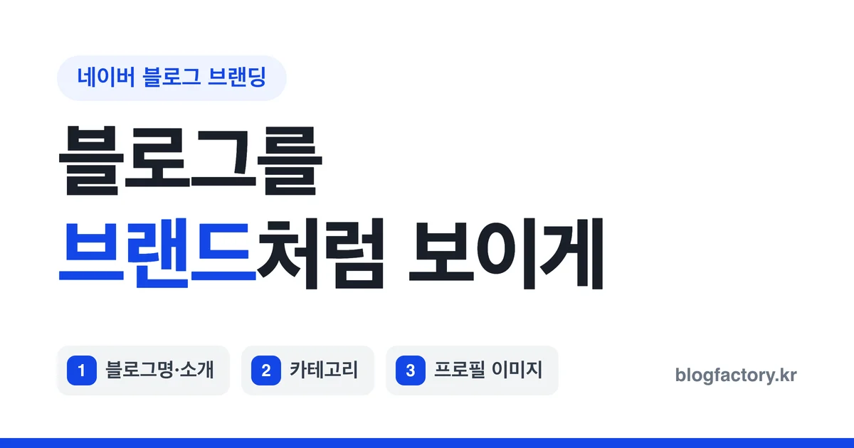 네이버 블로그를 브랜드처럼 보이게 하는 기본 설정 5가지
