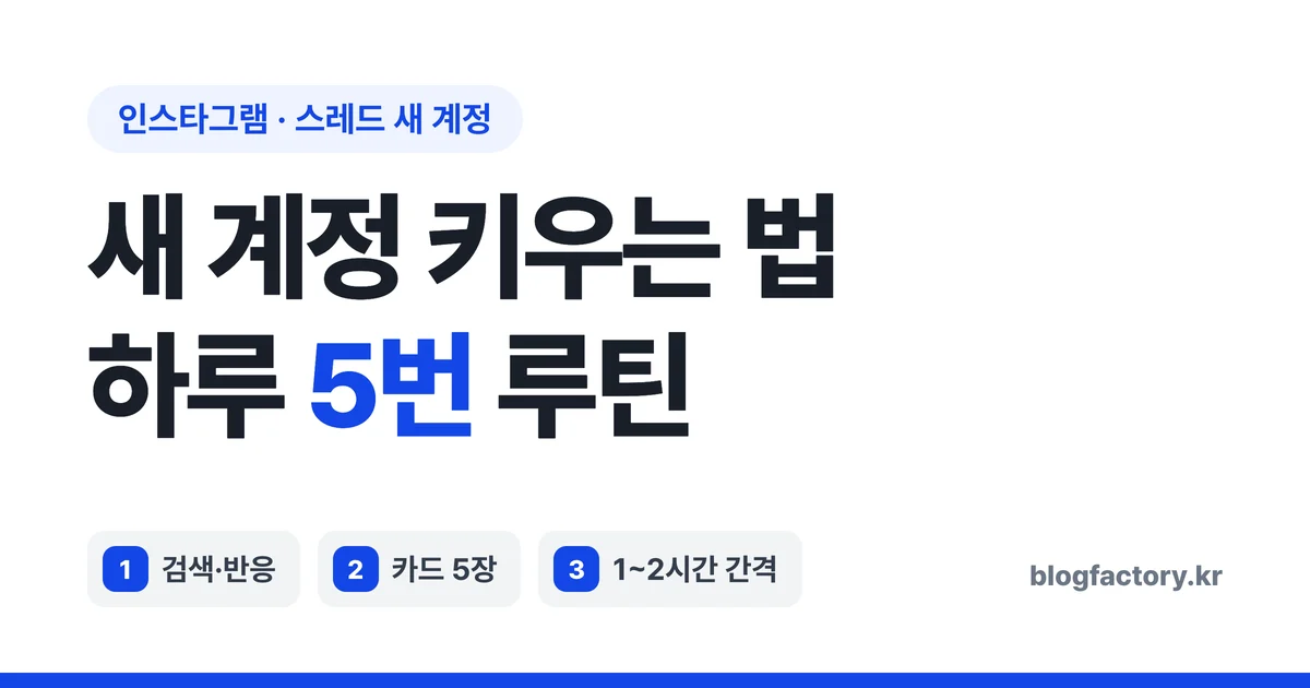 인스타·스레드 새 계정 키우는 법 — 하루 5번 루틴, 카드 5장, 1~2시간 간격